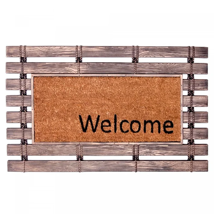 Welcome Rubber Fence with Coir Floormat|Tapis de plancher « Welcome » représentant une clôture en caoutchouc avec fibre de coco