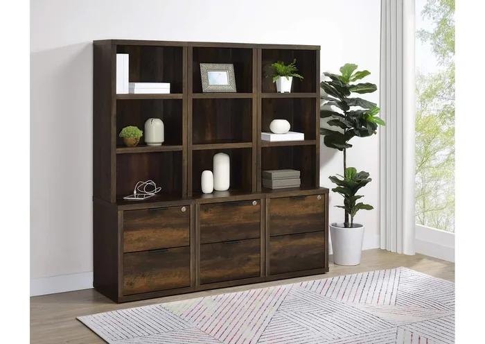 Westpark 3-piece Wall Unit Bookcase Set with USB Dark Pine