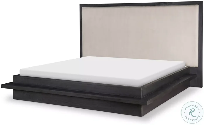 Westwood Dark Charred Oak King Upholstered Panel Bed