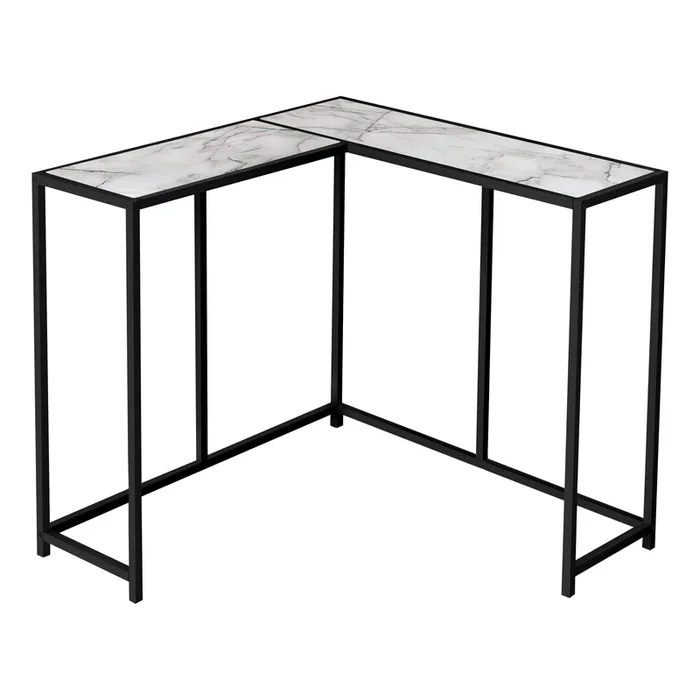 White Marble-look Black Console Table|Console noire et imitation marbre blanc|D90FI6C2