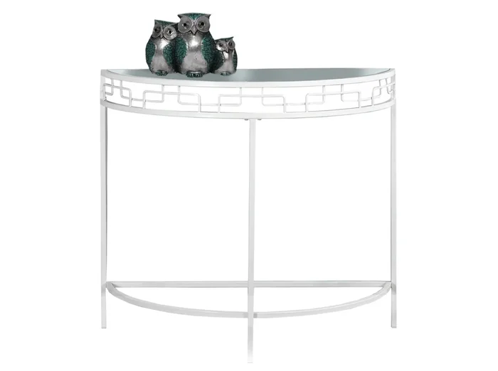 White Metal Hall Console Accent Table|Console d’entrée en métal blanc|D90FF2YW