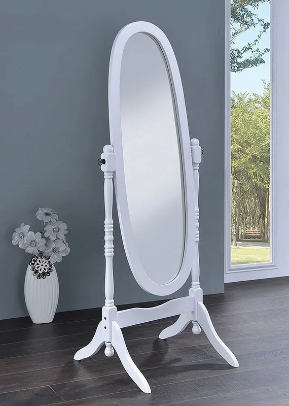 White Oval Cheval Mirror