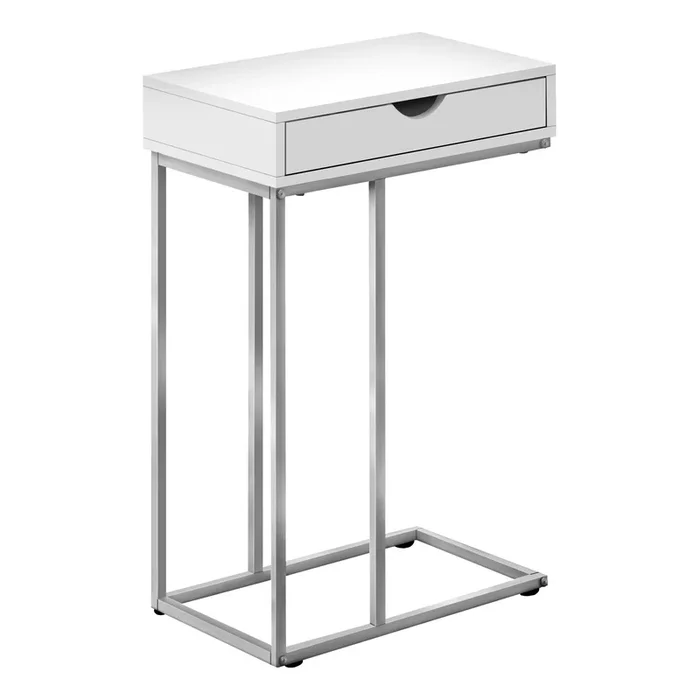 White Silver Side Table|Table d’appoint argentée et blanche|D90FAV6T