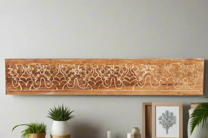 Whitewash Carved Teak Wall Panel (Trade)