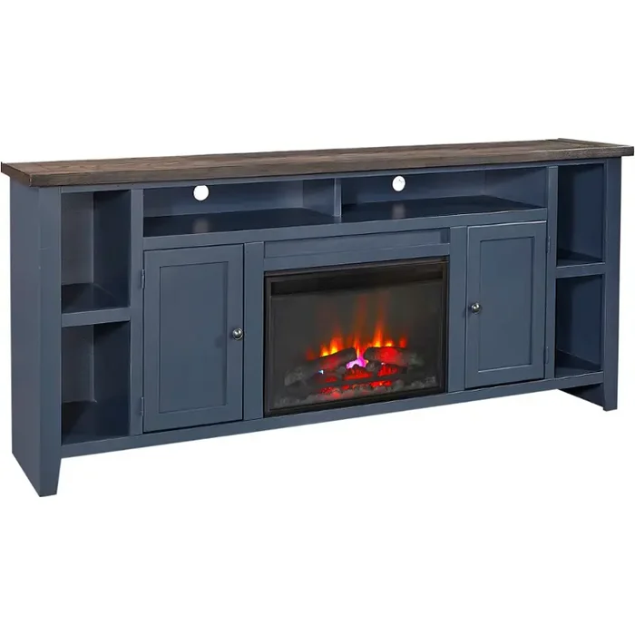 Wme1902-dbk Aspen Home Furniture Eastport – Drifted Black 84in Fireplace Console With 2 Doors – Drifted Black