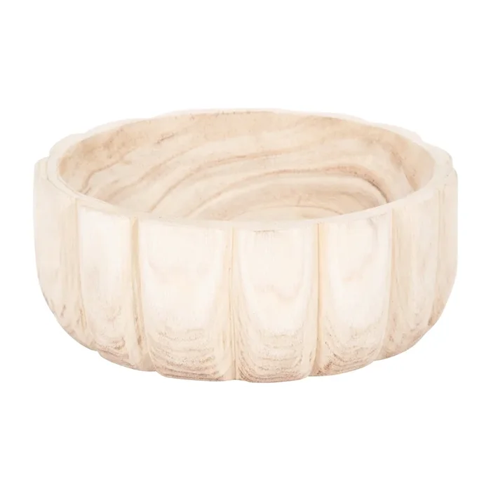 Wood 9″ Scalloped Bowl – Natural|Bol festonné de 9 po en bois – naturel