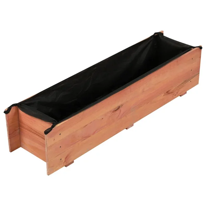 Wooden Raised Garden Bed with Drainage Holes and Liner Elevated Rectangular Planter Box