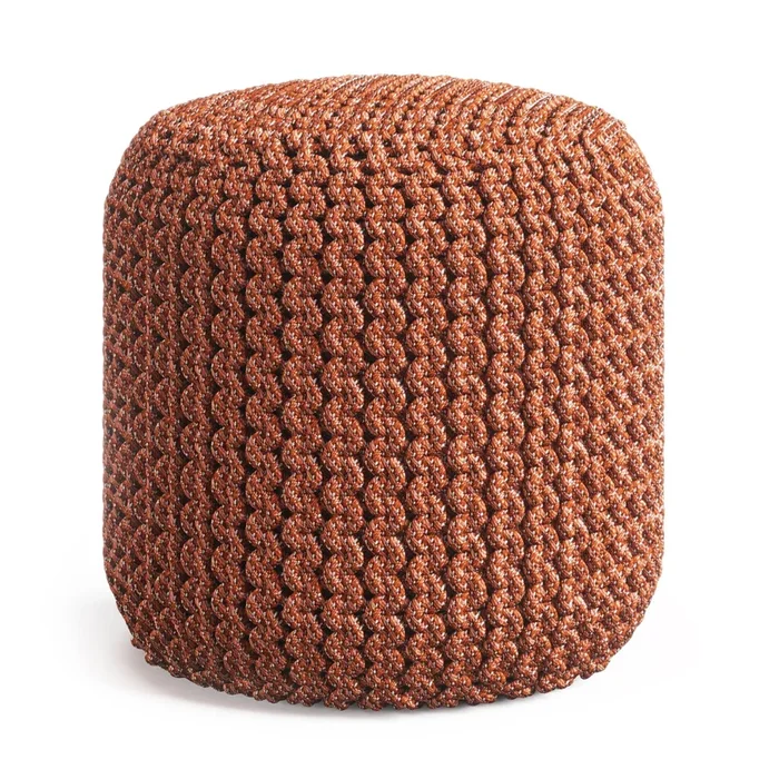 Wynne – Round Knitted Outdoor / Indoor Pouf – Orange