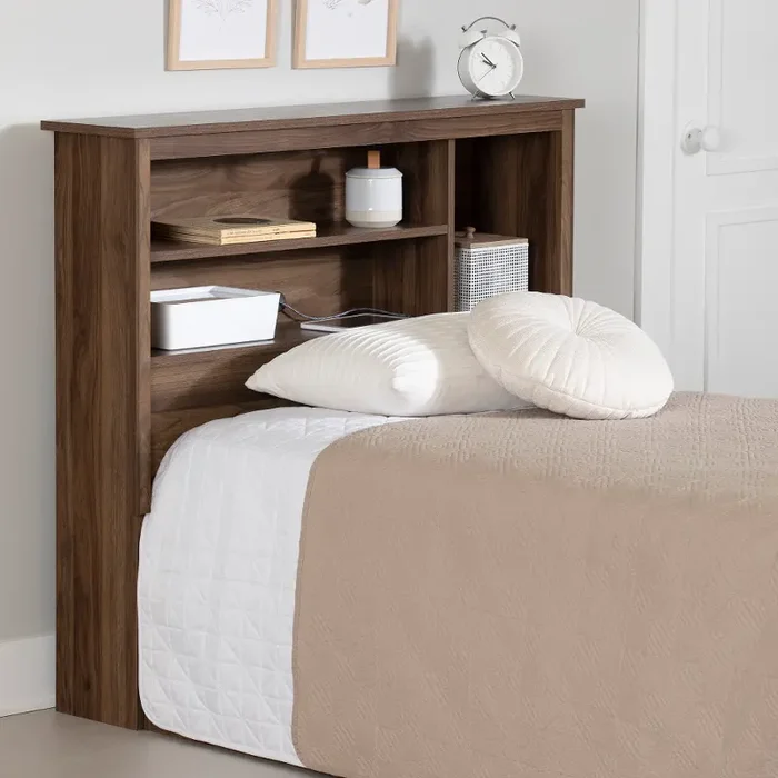 Yodi Walnut Twin Storage Headboard – South Shore