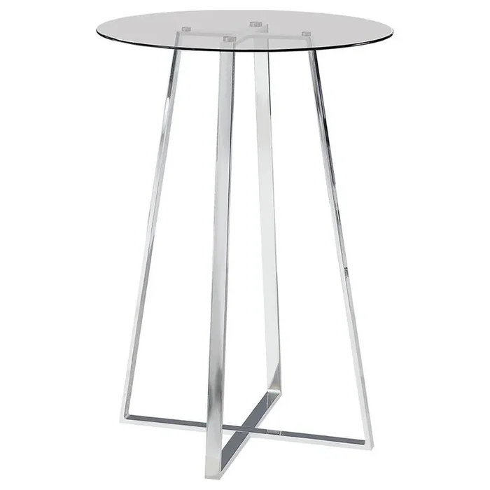 Zanella – Round Glass Top Bistro Bar Table – Chrome