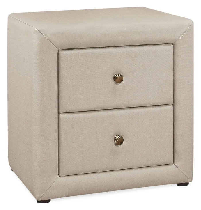 Zara Upholstered Bedside 2-Drawer Nightstand, 20.5″W x 20.75″H – Beige | Table de nuit rembourrée Zara de 20,5 po (l) x 20,75 po (H) à 2 tiroirs – beige