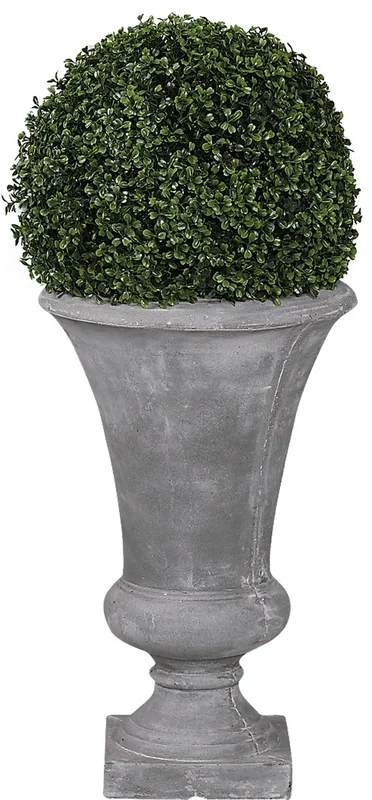 Zelen Green 36 in. Artificial Boxwood Ball in Gray Urn