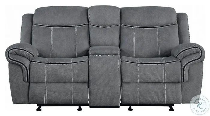 Zubaida Two Tone Gray Velvet 78″ Reclining Loveseat and Console with USB Charging