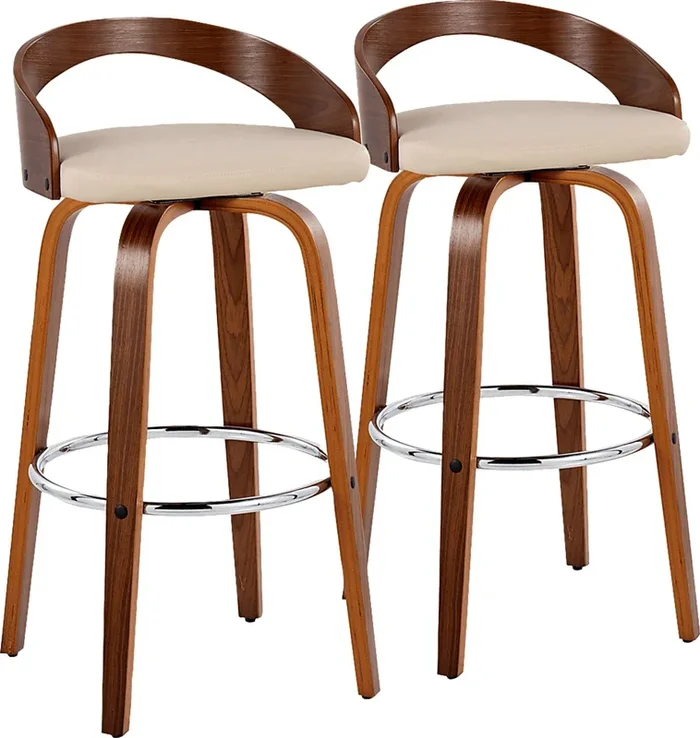 Zykan V Brown Swivel Barstool, Set of 2